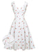 Abito in raso finta pois ciliegia bianco anni '50