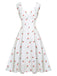 Abito in raso finta pois ciliegia bianco anni '50