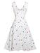 Abito in raso finta pois ciliegia bianco anni '50