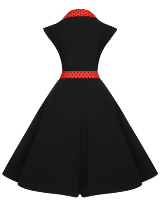 Abito a ruota nero a pois di Halloween anni '50