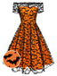 [Prevendita] Abito a ruota con spalle scoperte in pizzo Halloween anni '50