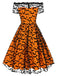 Abito a ruota con spalle scoperte in pizzo Halloween anni '50
