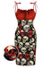 Abito a teschio di Halloween spalline sottili rosso anni '60
