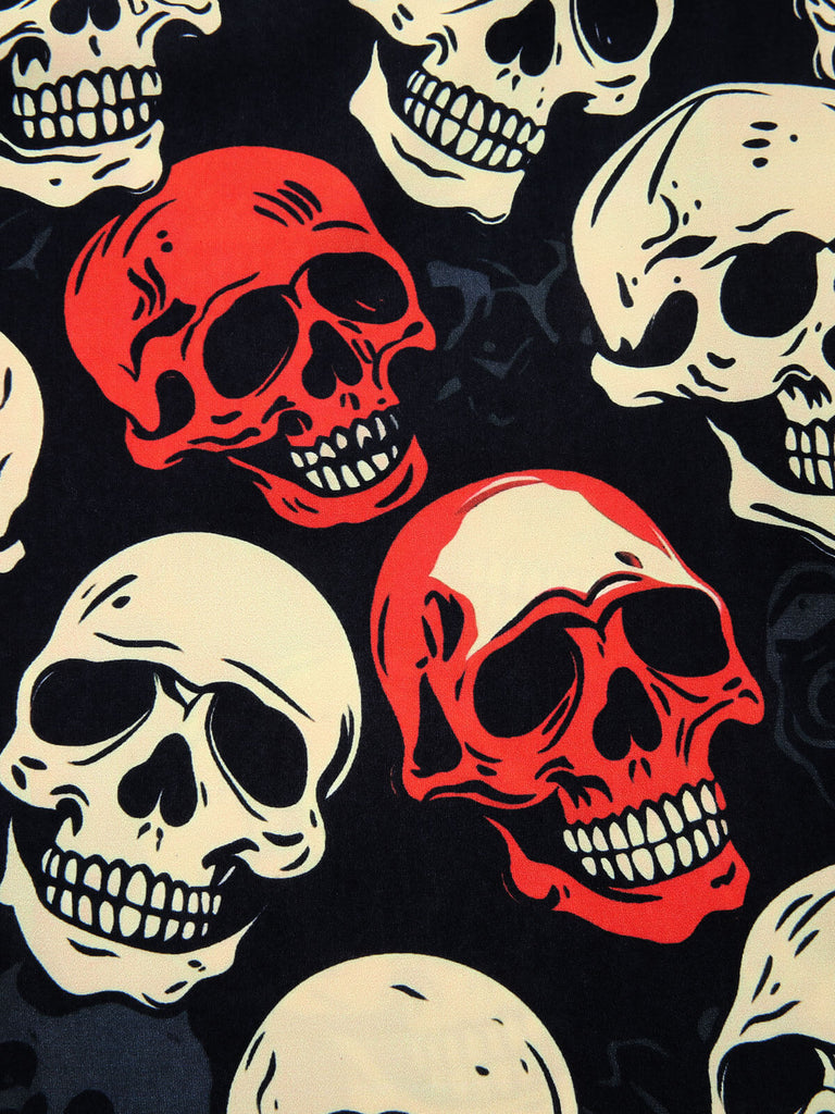 Abito a teschio di Halloween spalline sottili rosso anni '60
