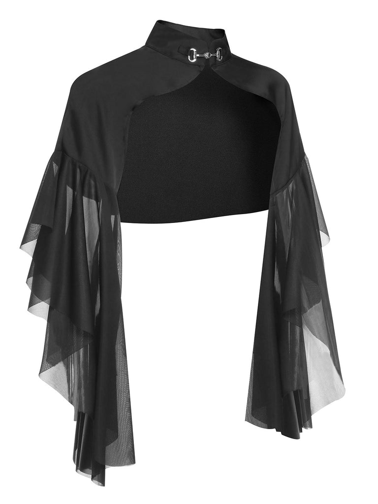 Cappotto trasparente patchwork di Halloween nero anni '30