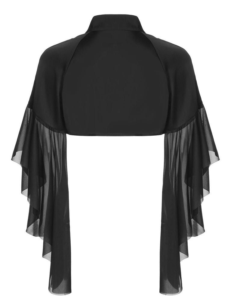 Cappotto trasparente patchwork di Halloween nero anni '30