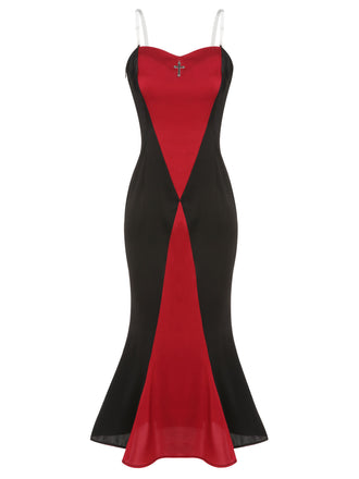 Abito a sirena per Halloween nero e rosso anni '30