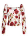 2PCS Camicetta rose e gonna plissettata rosso anni '60