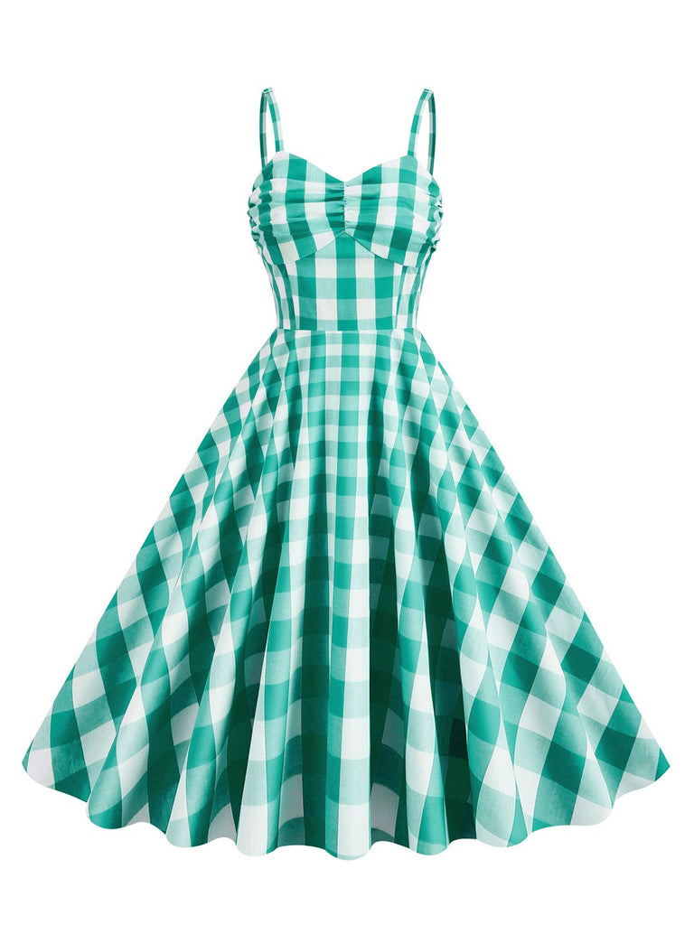 Abito a ruota plaid spalline sottili anni '50