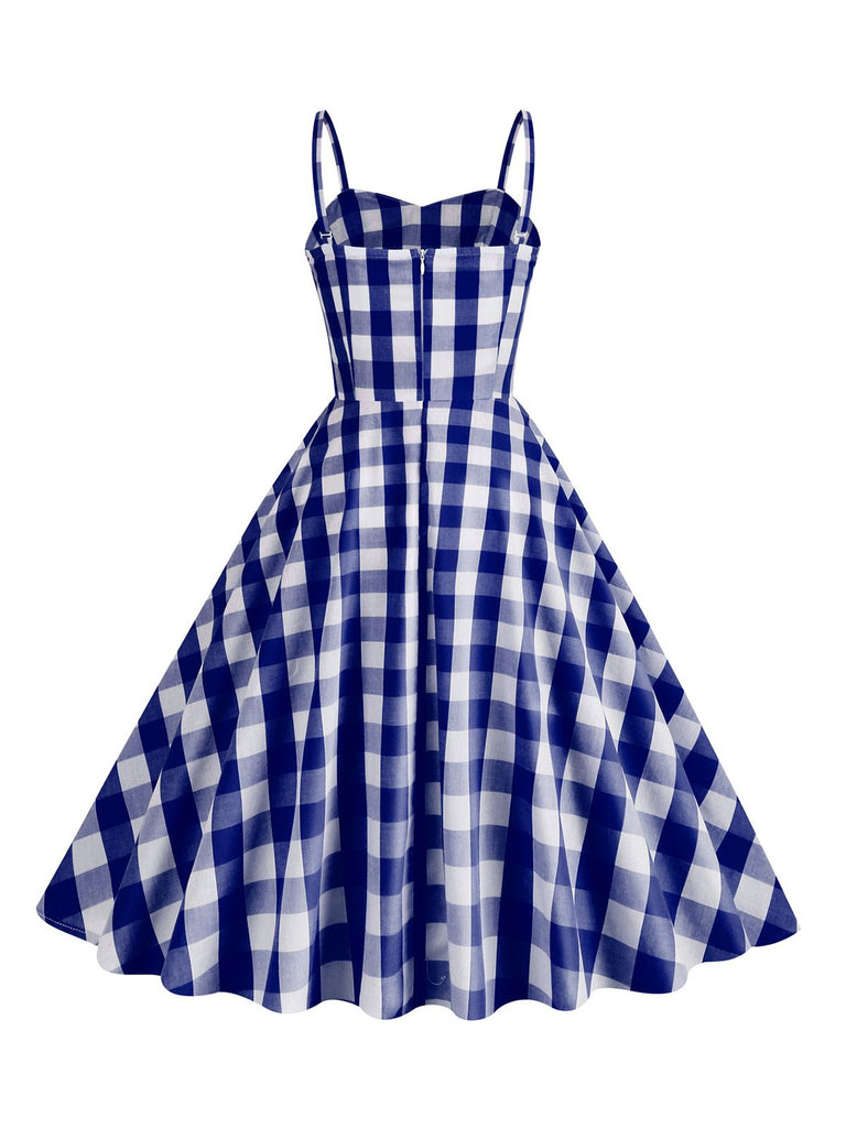 Abito a ruota plaid spalline sottili anni '50