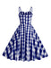 Abito a ruota plaid spalline sottili anni '50