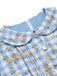 Abito plaid floreale con maniche a sbuffo blu anni '60