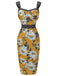 Abito a tubino pois floreale patchwork giallo anni '60