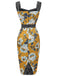Abito a tubino pois floreale patchwork giallo anni '60