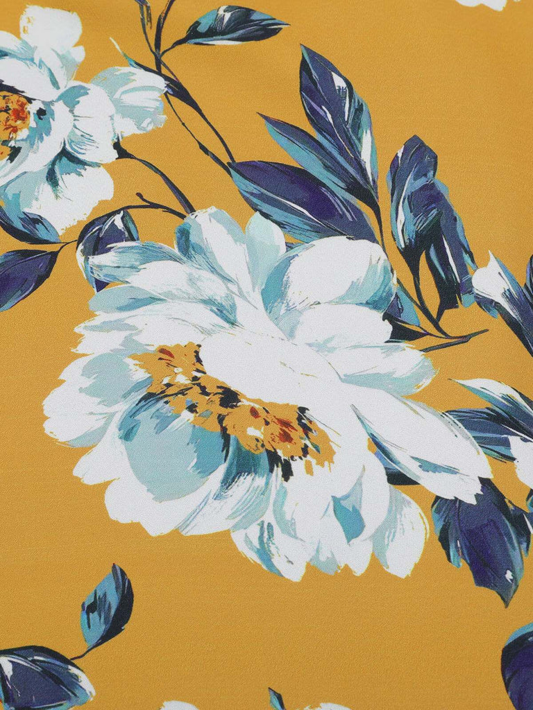 Abito a tubino pois floreale patchwork giallo anni '60