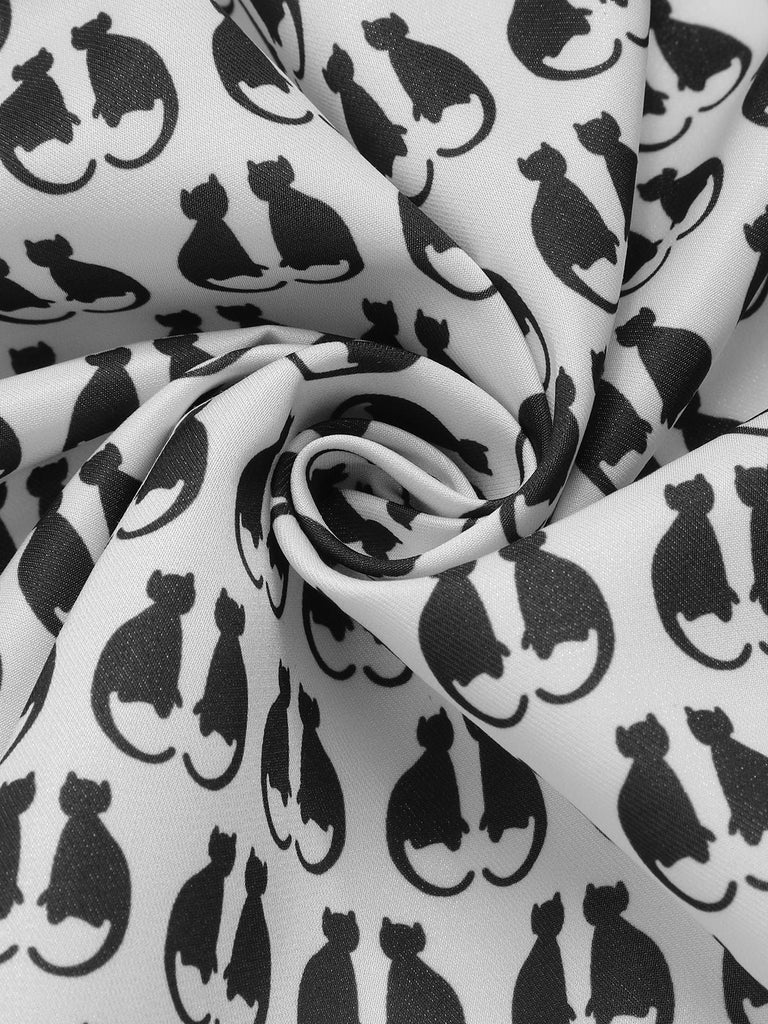 Abito stampa di gatti in velluto Halloween anni '50