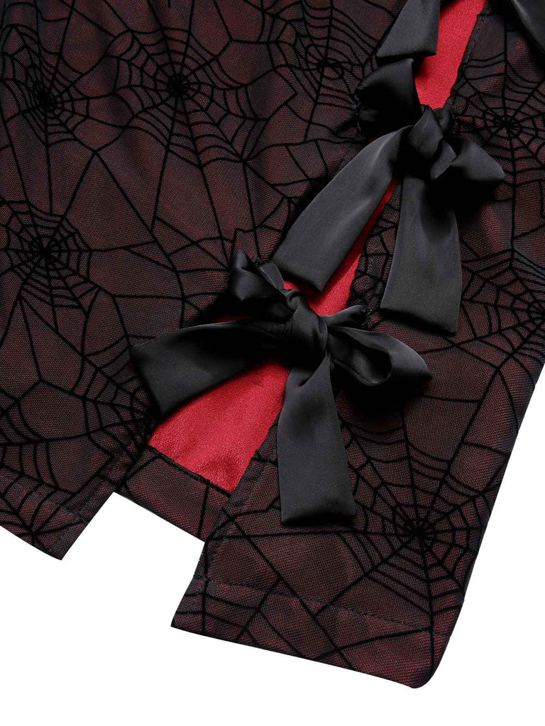Abito ragnatela di Halloween rosso intenso anni '60