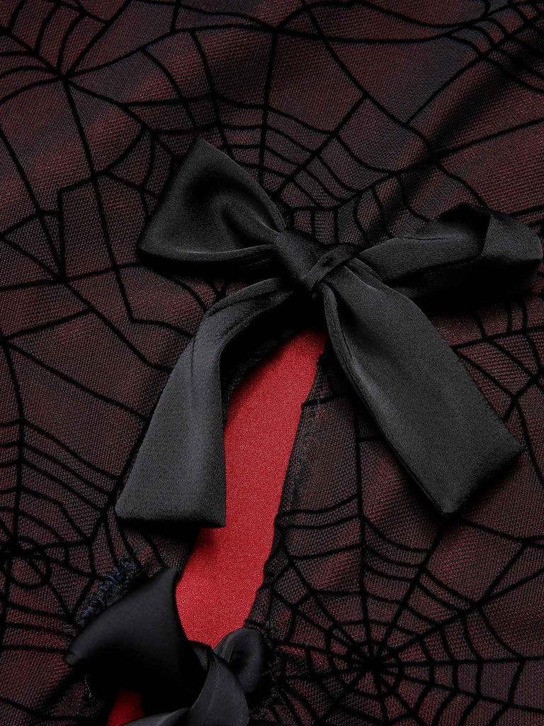 Abito ragnatela di Halloween rosso intenso anni '60