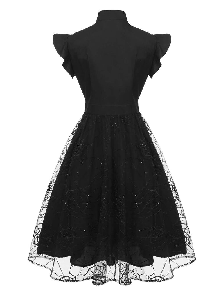 Abito in rete ragno con paillettes nero anni '50