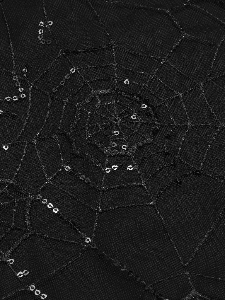Abito in rete ragno con paillettes nero anni '50