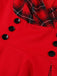 Abito a quadri con scollo a V rosso e nero anni '50