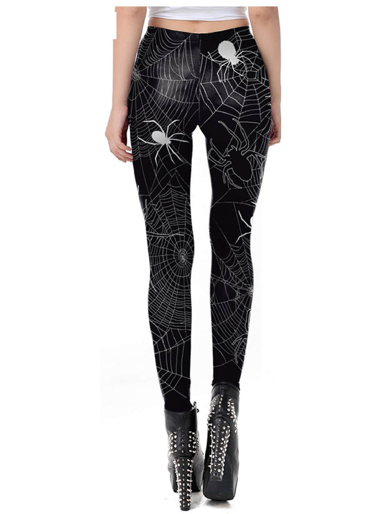 Leggings nero a forma di ragnatela di Halloween