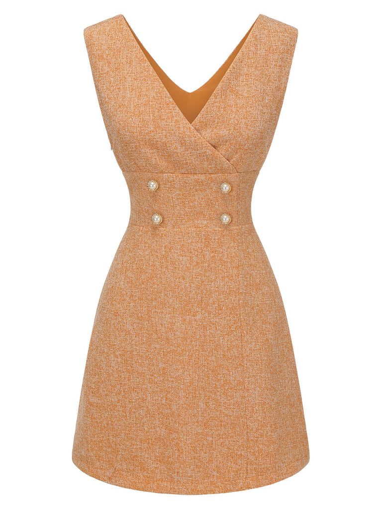 2PCS Camicetta e miniabito in tweed arancione anni '60