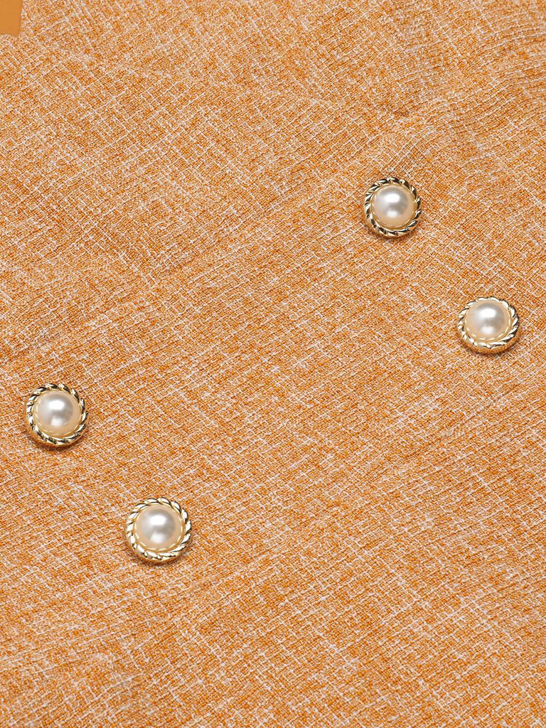 2PCS Camicetta e miniabito in tweed arancione anni '60