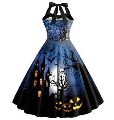 Abito a ruota con scollo all'americana Halloween anni '50
