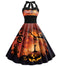 Abito a ruota con scollo all'americana Halloween anni '50