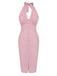 Abito a righe scollo all'americana rosa anni '60