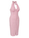 Abito a righe scollo all'americana rosa anni '60