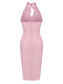 Abito a righe scollo all'americana rosa anni '60