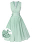 Abito a righe scollo a V verde menta anni '50