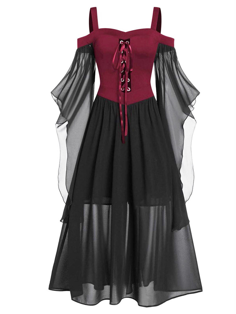 Abito con spalline trasparenti da strega Halloween anni '50
