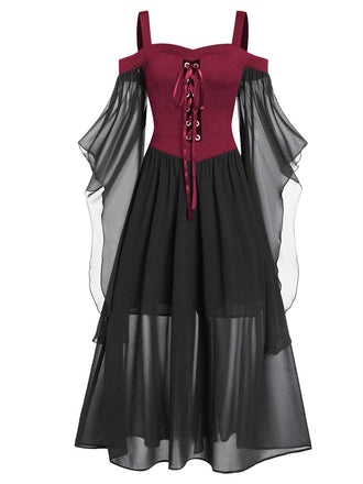 Abito con spalline trasparenti da strega Halloween anni '50