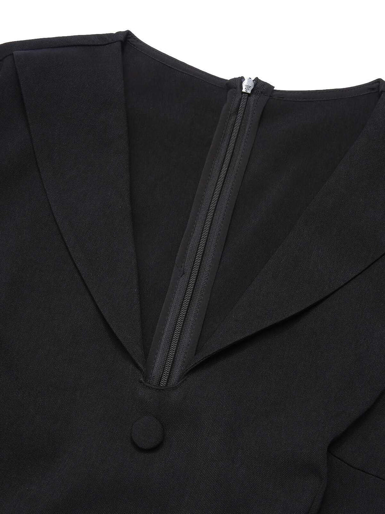 Abito a tubino leopardato in peluche nero anni '60