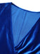 Abito in velluto plissettato con scollo a V blu scuro anni '60