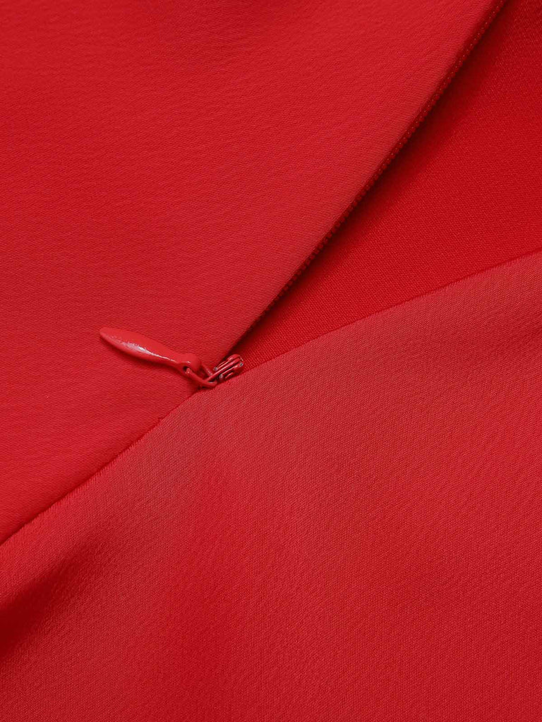 Abito a quadri con spalle scoperte natalizi rosso anni '50