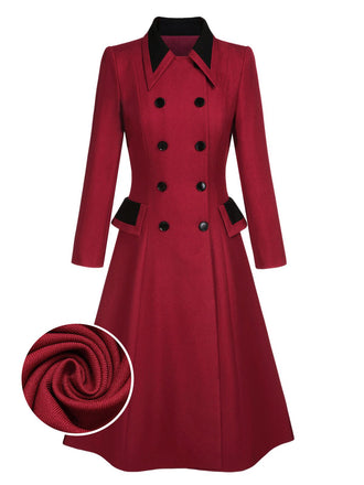 Cappotto doppiopetto con revers rosso anni '50