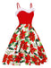 Abito con rifiniture a poinsettia natalizia rosso anni '50