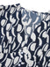 Abito stampa geometrica con scollo a V blu navy anni '30