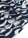 Abito stampa geometrica con scollo a V blu navy anni '30