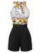 Black 1950s Halloween Pumpkin Halter Romper
