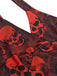 Abito con teschio di Halloween rosso scuro anni '60