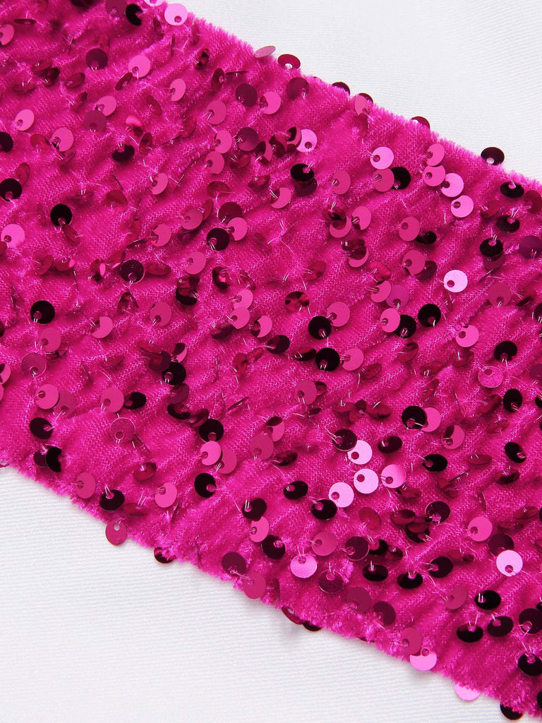 Abito monospalla a forma di bastoncino di zucchero rosa anni '60