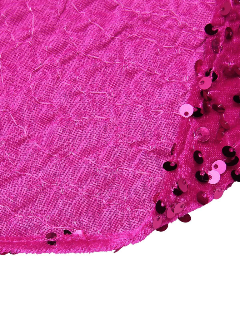 Abito monospalla a forma di bastoncino di zucchero rosa anni '60