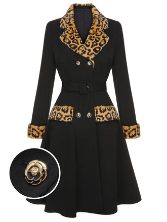 Cappotto leopardato con revers nero anni '50