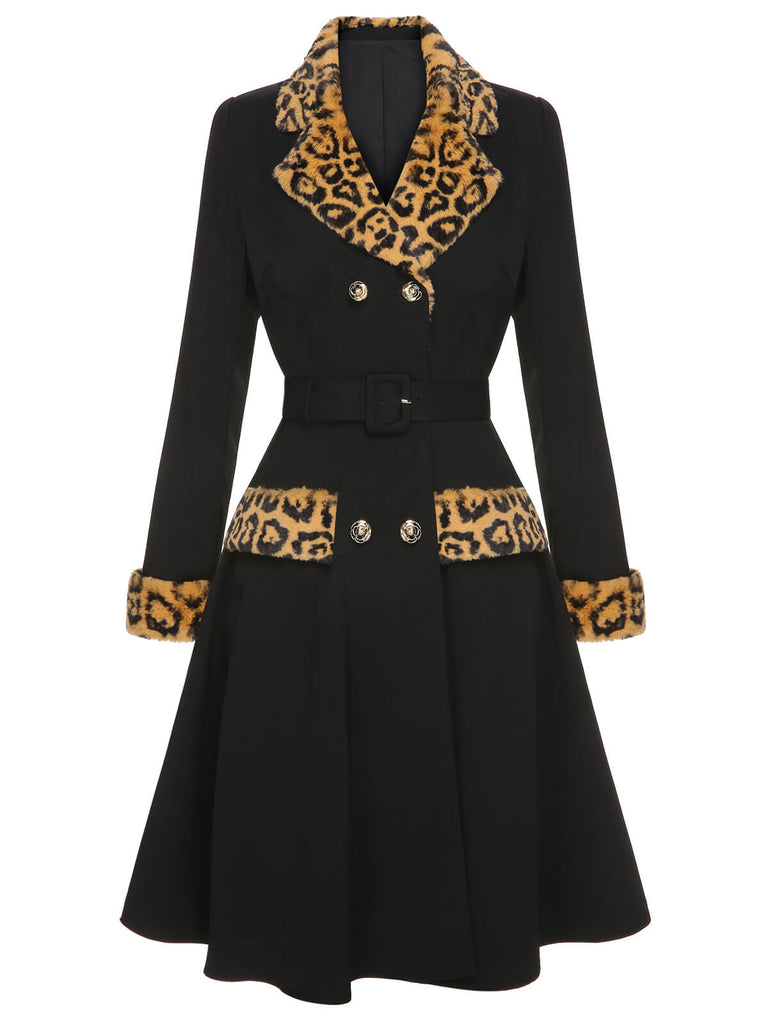 Cappotto leopardato con revers nero anni '50