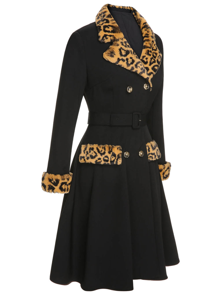 Cappotto leopardato con revers nero anni '50